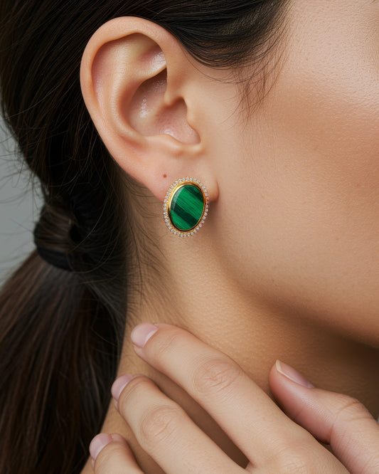 Aura Gems Earrings-Malachite