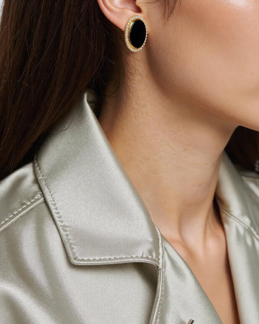 Aura Gems Earrings-Onyx