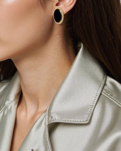 Aura Gems Earrings-Onyx