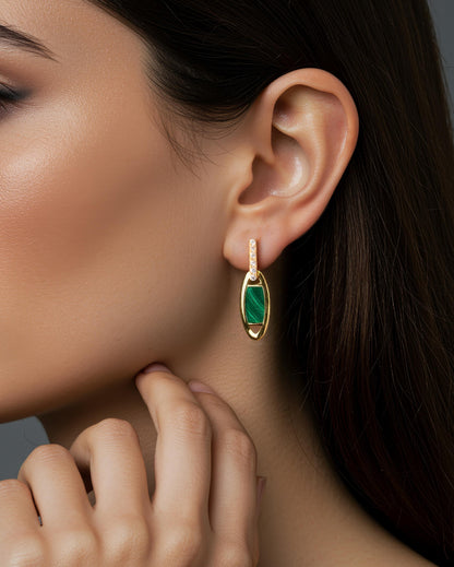 Eclipse Links Earrings-Malachite