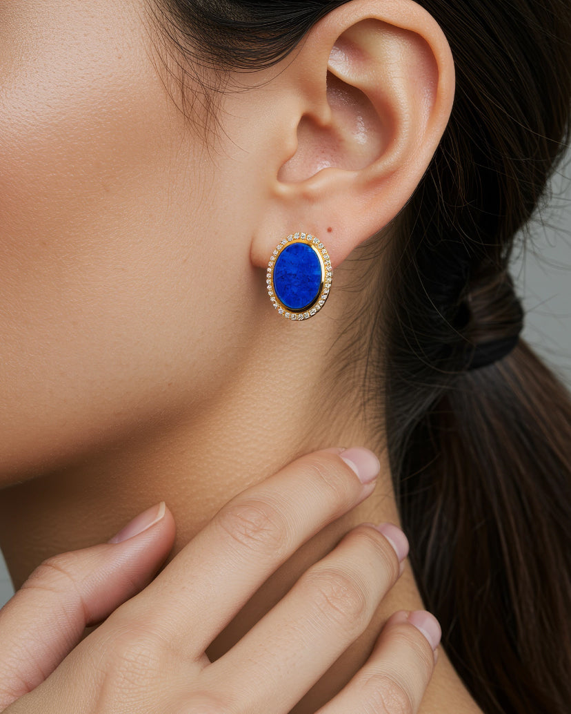 Aura Gems Earrings-Lapis