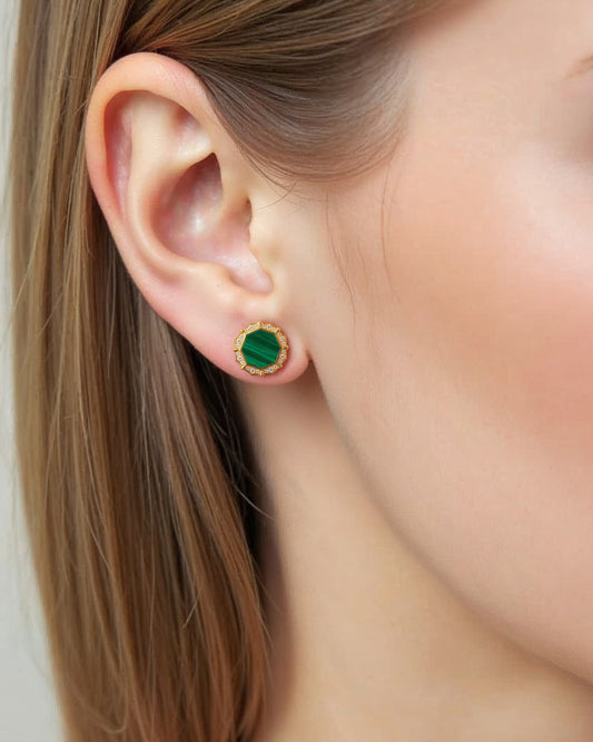 Octomira Earrings-Malachite