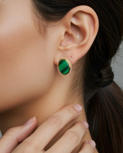 Aura Gems Earrings-Malachite