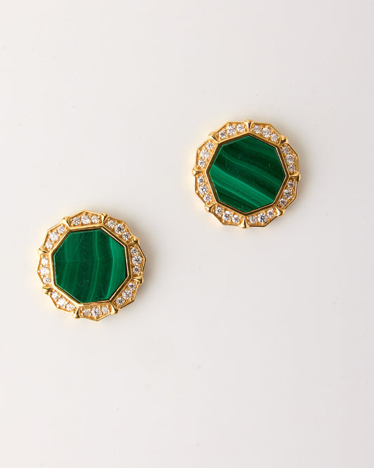 Octomira Earrings-Malachite