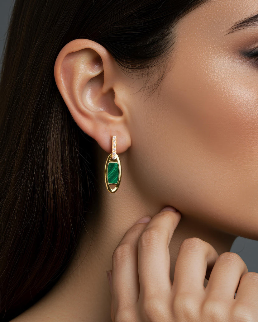 Eclipse Links Earrings-Malachite