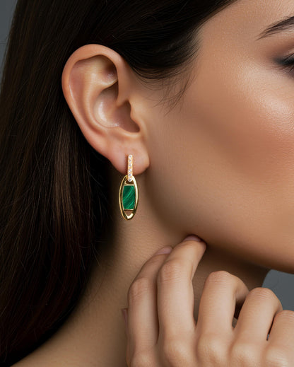 Eclipse Links Earrings-Malachite