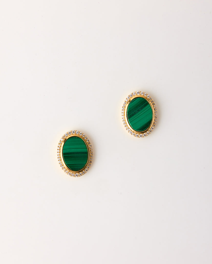 Aura Gems Earrings-Malachite