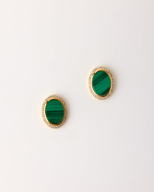 Aura Gems Earrings-Malachite