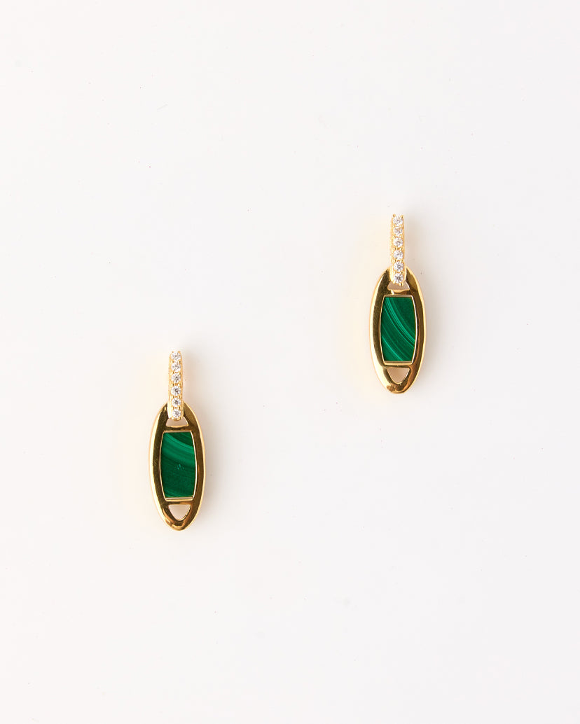 Eclipse Links Earrings-Malachite